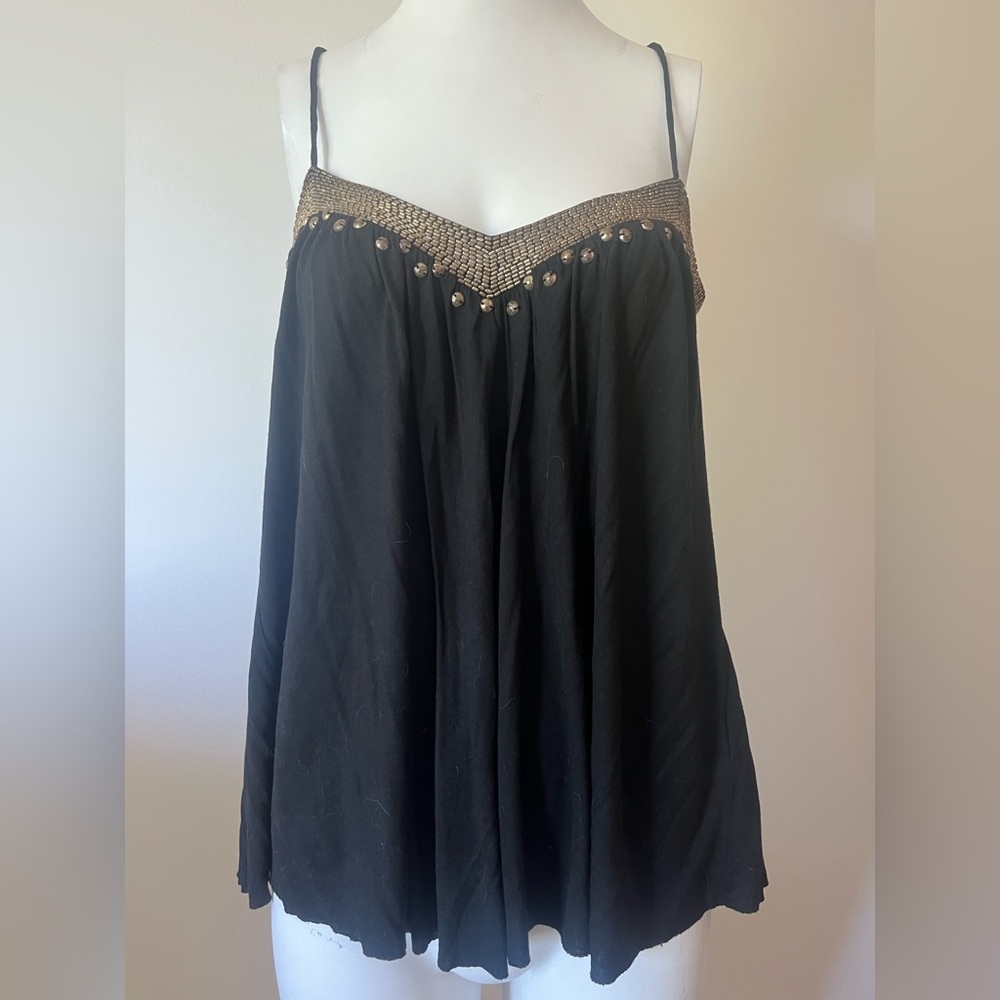 Zara Elegant Black Women's Top with Accents 100% Viscose